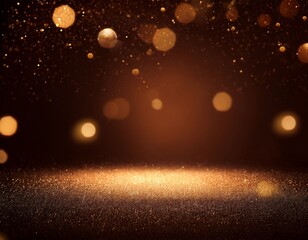 brown banner dark bokeh particles glitter awards dust gradient abstract background futuristic glittering in space on brown background blank