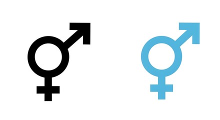 Gender symbols depicting male and female concepts on isolated white background
