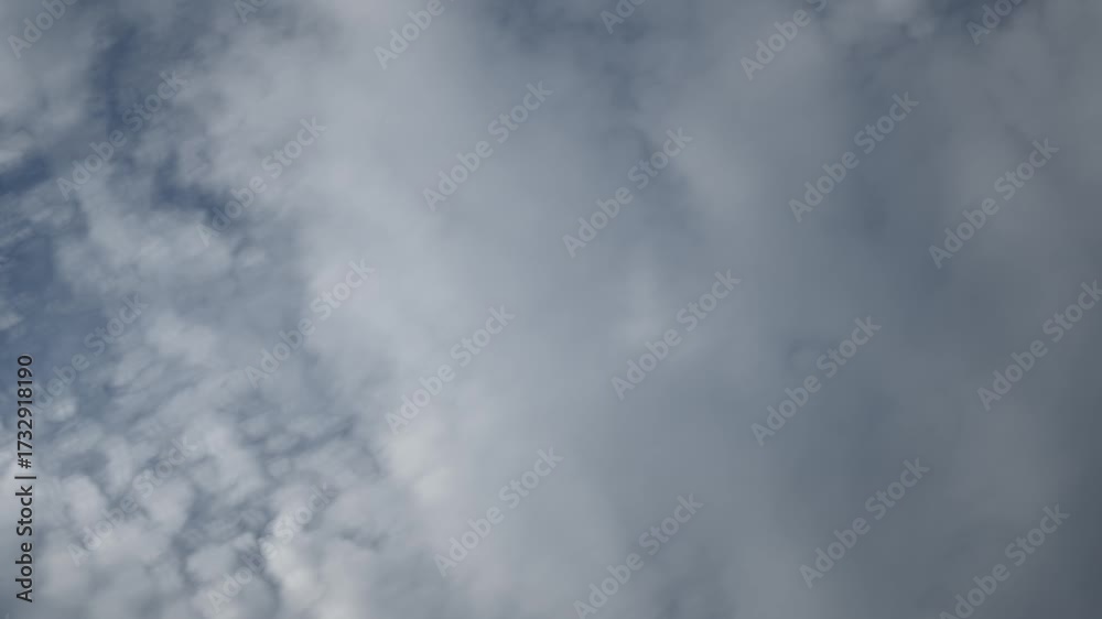 Canvas Prints looking up into a blue sky at white and gray clouds moving rapidly in a time lapse. the clouds close