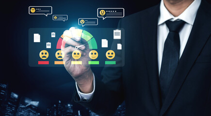 A concept of customer feedback analysis and satisfaction reporting. A dashboard for reviewing user comments, ratings, and overall satisfaction scores. Motif