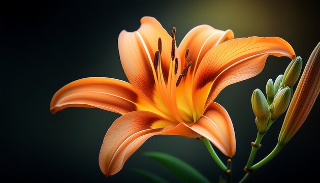 orange lily vibrant bloom and buds