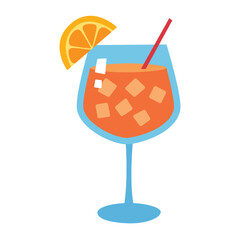 Aperol spritz cocktail glass with orange slice illustration isolated vector