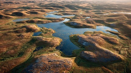 Obraz premium Survey captures melting permafrost causing landscape collapse in Siberia