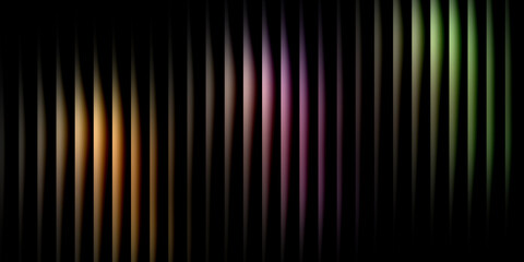 Color Gradient Waveform Background Abstract Light Beam Pattern with Warm to Cool Transition Vertical Frequency Lines on Black