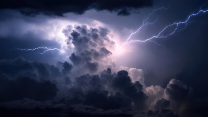 Dramatic storm clouds with lightning