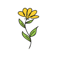 Obraz premium Elegant Wildflower Outline Vector Drawing with Thin Stem for Nature-Themed Wedding Invitations and Decor