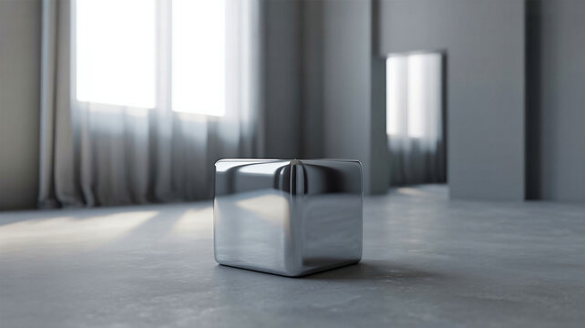 https://contributor.stock.adobe.com/de/uploads/review - Polished White Cube in Minimalist Space