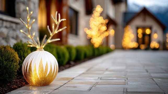 Front Yard Glows With Holiday Lights and Festive Decor