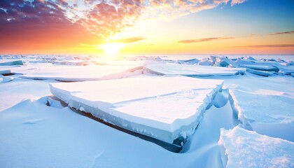 Frozen expanse at sunrise