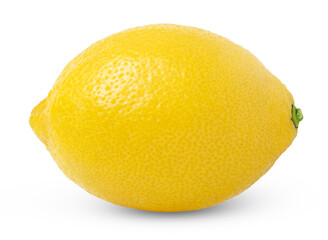 Natural single lemon fruit isolated with clipping path.