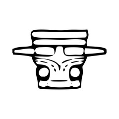 Vector cartoon illustration of a coffee cup with a spoon, a black symbol icon design for business art