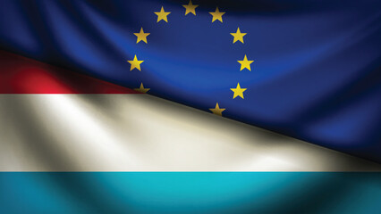 Europe and luxombourg flag fusion design