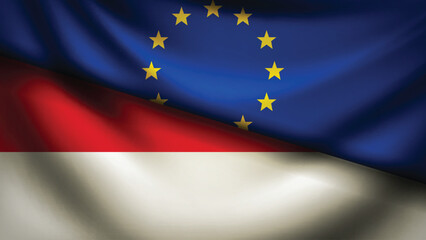 Europe and monaco flag fusion design