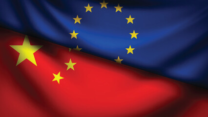 Europe and china flag fusion design