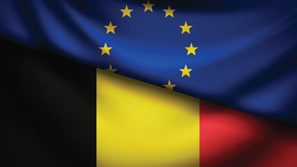 Europe and belgium flag fusion design