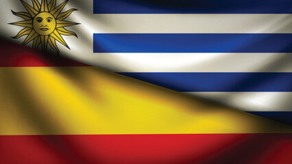 Obraz premium Spain and uruguay flag fusion design