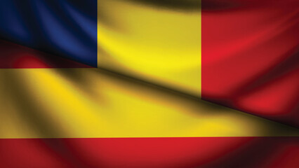Spain and romania flag fusion design