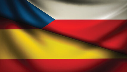 Obraz premium Spain and czech flag fusion design