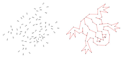 Frog. Top view. Connect the dots educational drawing game. Dot to dot by numbers puzzle. Google Font Fira Sans Condensed.