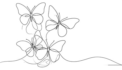 Elegant butterflies in continuous line art