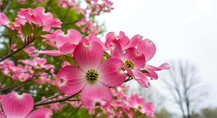 Obraz premium Beautiful Pink Dogwood Blossoms in Spring.