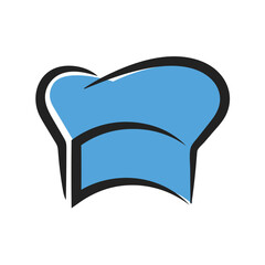 Chef hat or cooking hat vector icon with blue