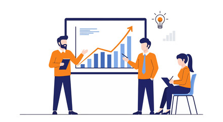Business Team Analyzing Growth Data Presentation