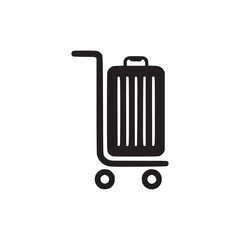 Illustration of a suitcase on a luggage cart symbolizes travel, vacation, or transportation of belongings simple design for easy recognition and use in various contexts