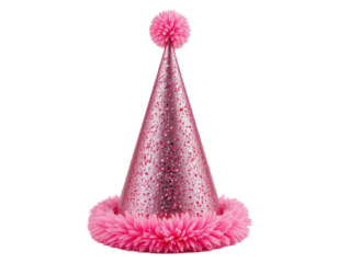 Glamorous Pink Party Hat with Sparkle and Fluffy Trim Decoration