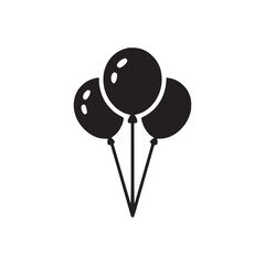 Vector art of three black balloon icons, ideal for party invitations, celebration graphics, or festive designs, offering a simple yet elegant touch with their clean lines and minimalist style