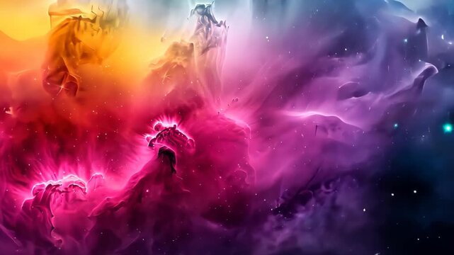 Cosmic Symphony: A vibrant, photorealistic depiction of a nebula in space, bursting with color and celestial wonder. 