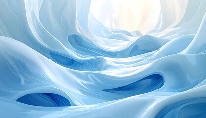 Obraz premium Abstract blue liquid forms in a cave-like space