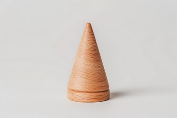 Display of wooden cone on white high resolution picture