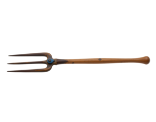 Handheld Garden Fork with Wooden Handle and Metal Tines for Gardening