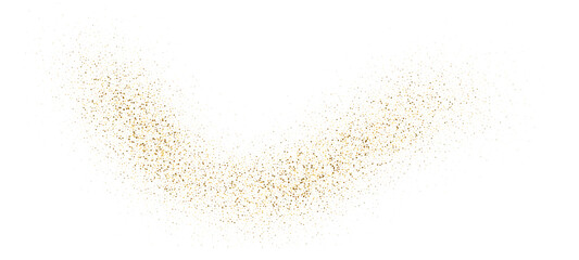 Dynamic dot spark shine liquid flow. Gold dust scattering with shimmer flying particles. Abstract gold glitter particle dust explosion. Vector element for holiday design, Christmas background