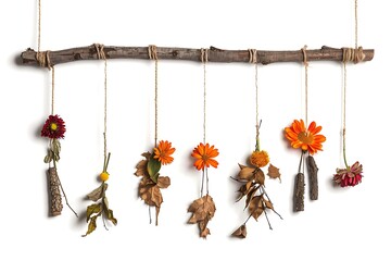 Dry flowers tied with natural rope high resolution picture
