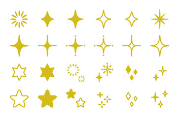 キラキラな装飾アイコンセット（イエロー）