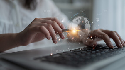 Global AI network showing connection between AI, global, and network elements across the digital world and data infrastructure Latch