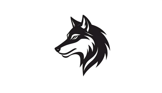 A stylized grayscale illustration features the profile of a wolf's head set against a plain white background. The animal is depicted looking to its right