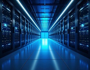 Fototapeta premium Modern server room, futuristic tech