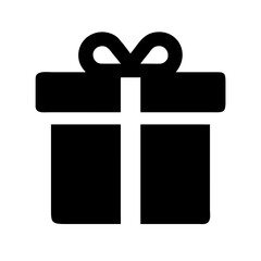 Fototapeta premium Elegant black gift box icon with a pristine white ribbon bow perfect for holiday promotions and celebrations