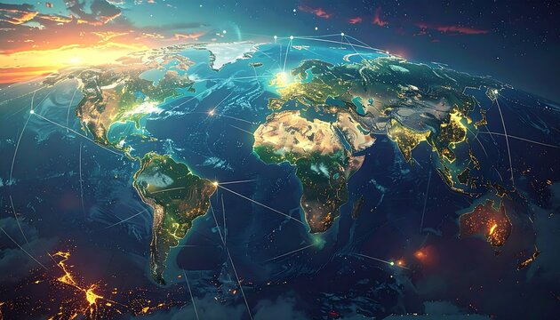 Global network map at sunrise (1)