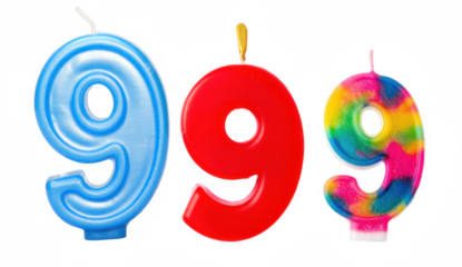 Birthday Candle Number 9 Isolated on transparent png Background, Bright and Clean Product Photography