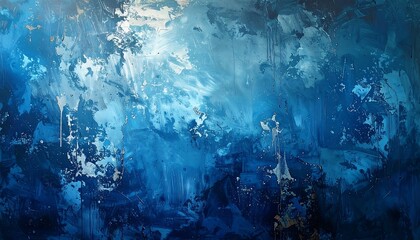 Abstract textured blue painting
