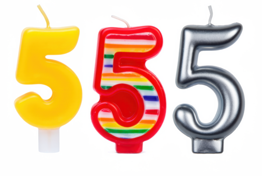 Birthday Candle Number 5 Isolated on transparent png Background, Bright and Clean Product Photography - Powered by Adobe