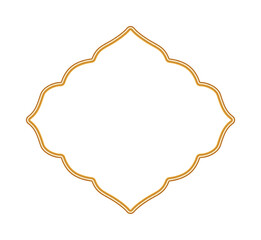 Golden shiny ornamental 3d vignette. Geometric frame with ornate golden decoration. Border for certificates, awards, stamps, labels, badges, various design. Vector illustration