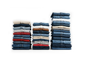 Stacks of clothing on white background