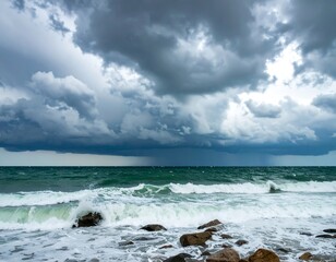 Stormy sea and dark clouds