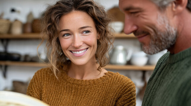 Happy couple unpacking together at home for a new beginning