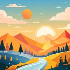 winter landscape vector illustration